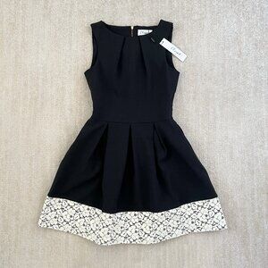 NWT Closet London Black Lace Hem Work Midi Dress With Pockets 6